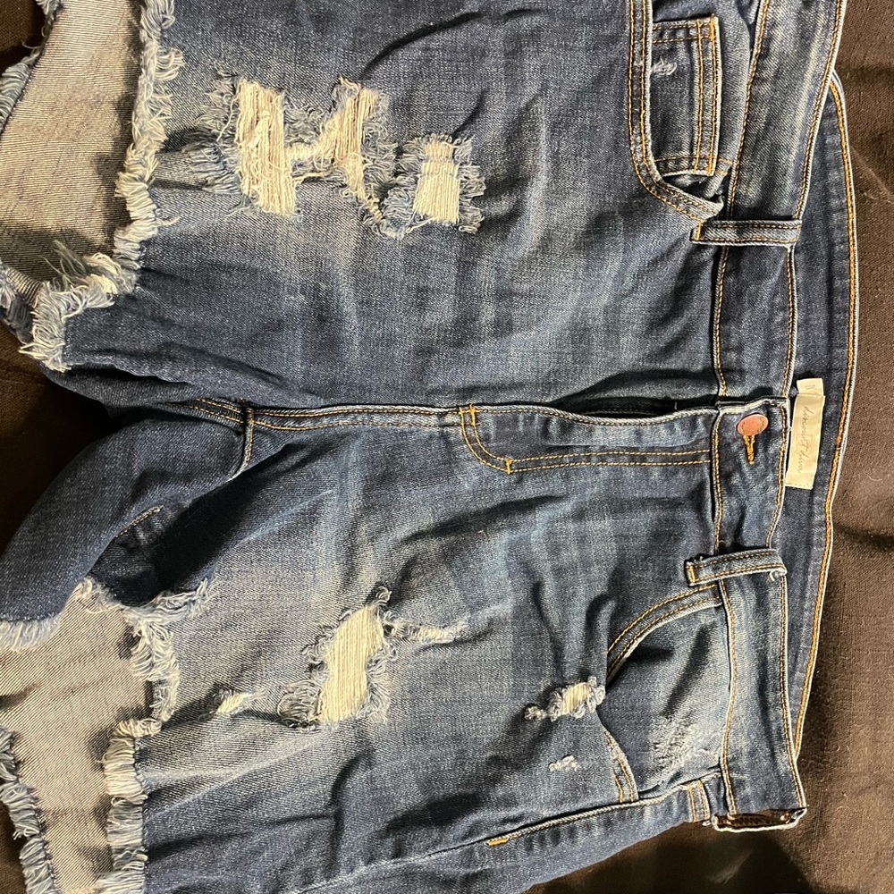 Distressed Blue Jean Shorts